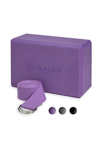 yoga block and strap