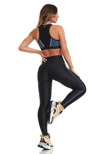 black compression leggings with stripes